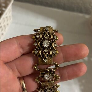 Vintage Gold Bracelet with Crystal Accents
